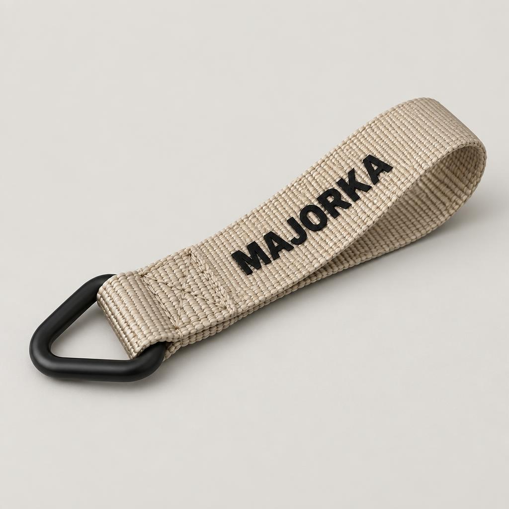 Beige Majorka tow strap keytag